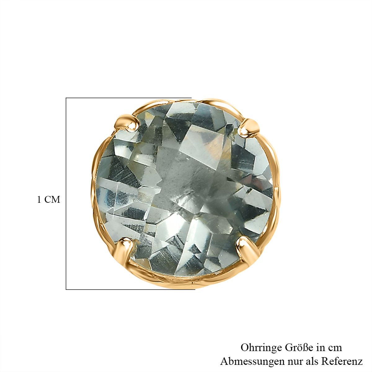 Prasiolith Ohrringe 925 Silber Gelbgold Vermeil ca. 3.76 ct