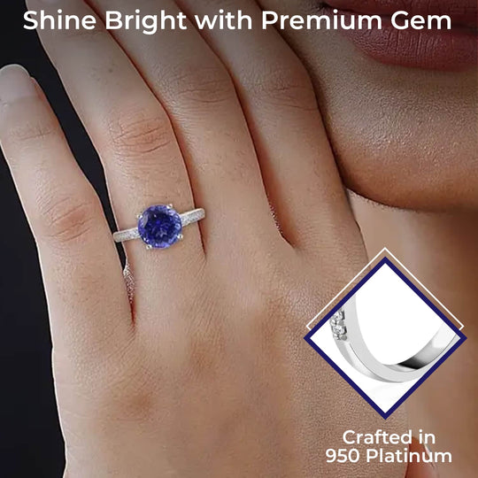 Rhapsody AAAA Tansanit, Weißer Diamant VS/EF Ring, AGI zertifiziert und geprüft 950 Platin (Größe 20.00) ca. 3.25 ct