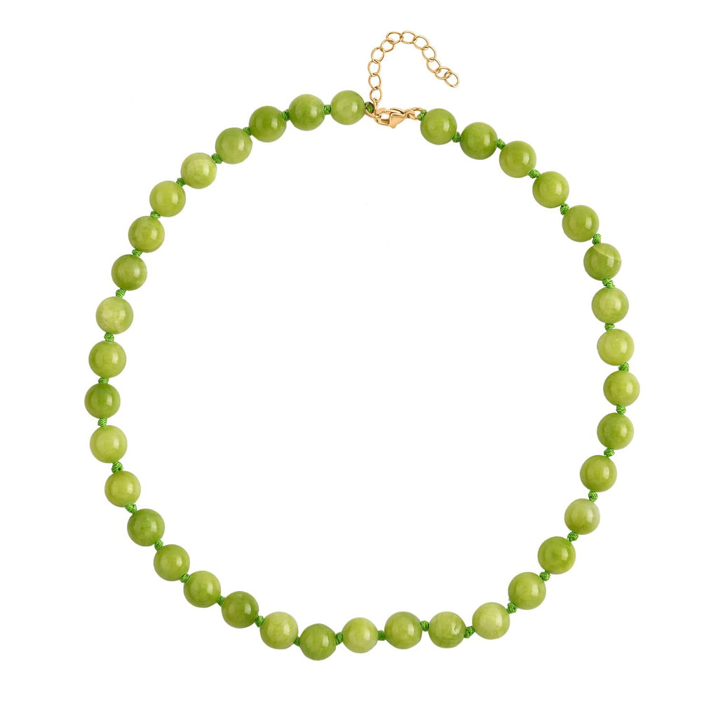 Grüner Quarzit Halskette ca. 45 cm Reiner Edelstahl IP-Gelbbeschichtung ca. 296.00 ct
