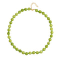 Grüner Quarzit Halskette ca. 45 cm Reiner Edelstahl IP-Gelbbeschichtung ca. 296.00 ct