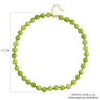 Grüner Quarzit Halskette ca. 45 cm Reiner Edelstahl IP-Gelbbeschichtung ca. 296.00 ct