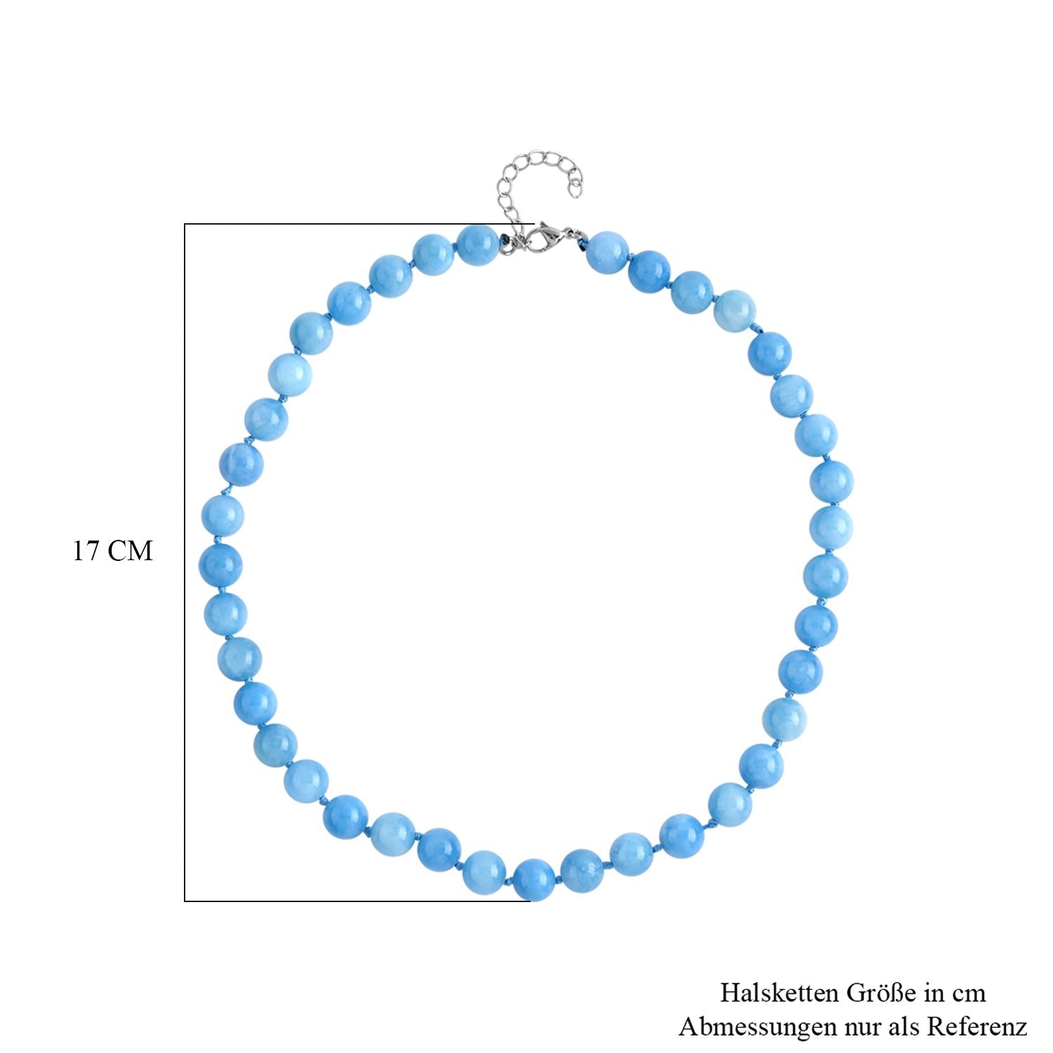 Blauer Quarzit Halskette, (9-11mm), ca. 45 cm, Reiner Edelstahl, ca. 296.00 ct