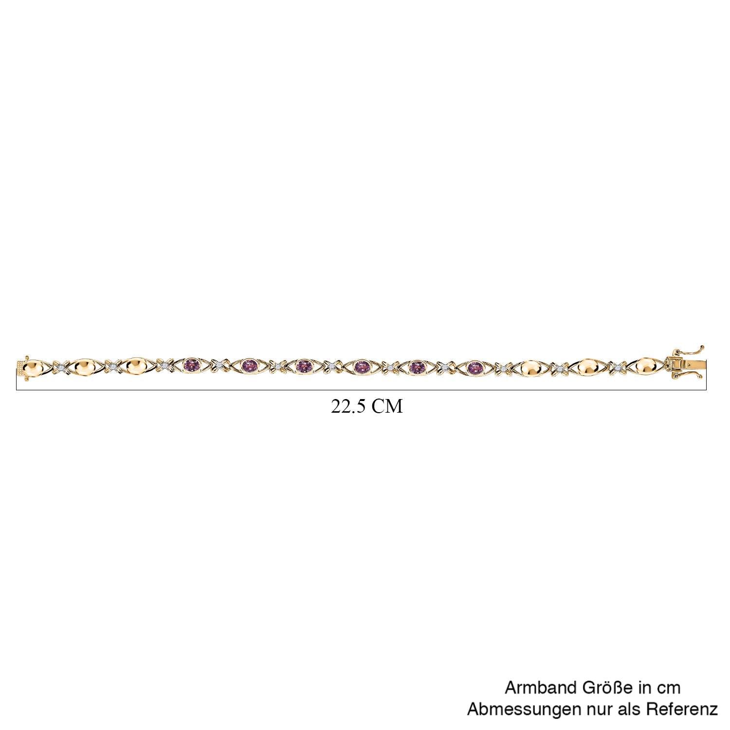 AA Lavendel-Spinell, Weißer Zirkon Armband ca. 20 cm 925 Silber Gelbgold Vermeil ca. 2,71 ct.