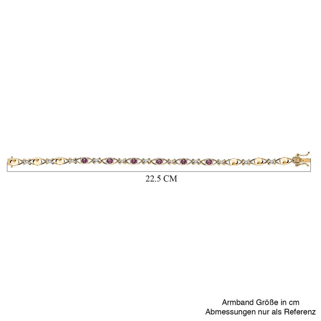 AA Lavendel-Spinell, Weißer Zirkon Armband ca. 20 cm 925 Silber Gelbgold Vermeil ca. 2,71 ct.