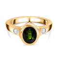 Natürlicher Chromdiopsid, weißer Zirkon Ring, 925 Silber vergoldet, (Größe 16.00) ca. 1.62 ct
