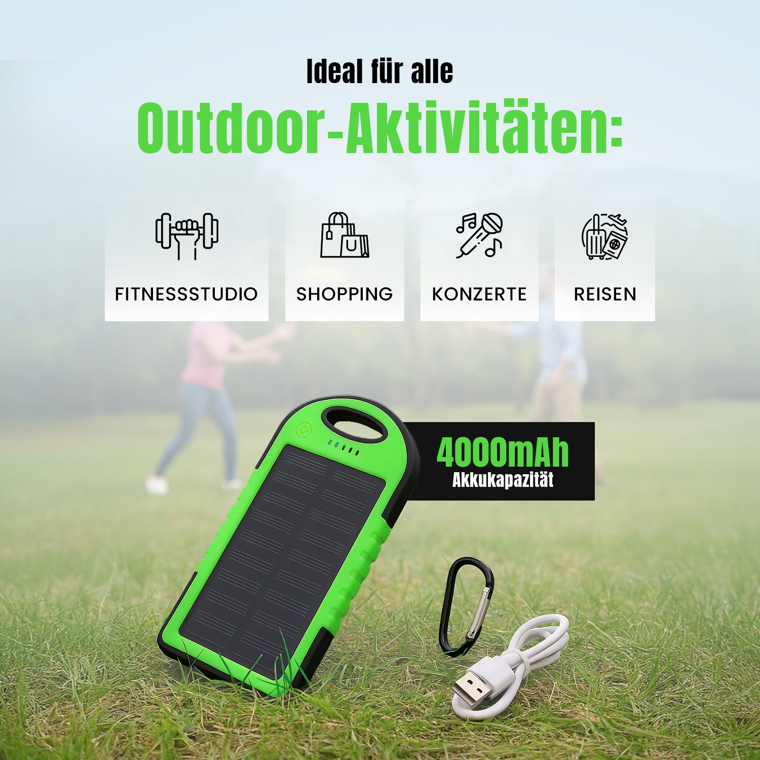 Homesmart 4er-Set Solar Powerbank mit LED-Licht