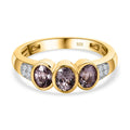 AA Natürlicher Tansanischer Lavendel-Spinell, Weißer Zirkon Ring, 925 Silber Gelbgold Vermeil, (Größe 17.00) ca. 1.38 ct