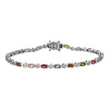 AA Mehrfach-Turmalin, Weißer Zirkon Armband ca. 20 cm 925 Silber platiniert ca. 5.59 ct