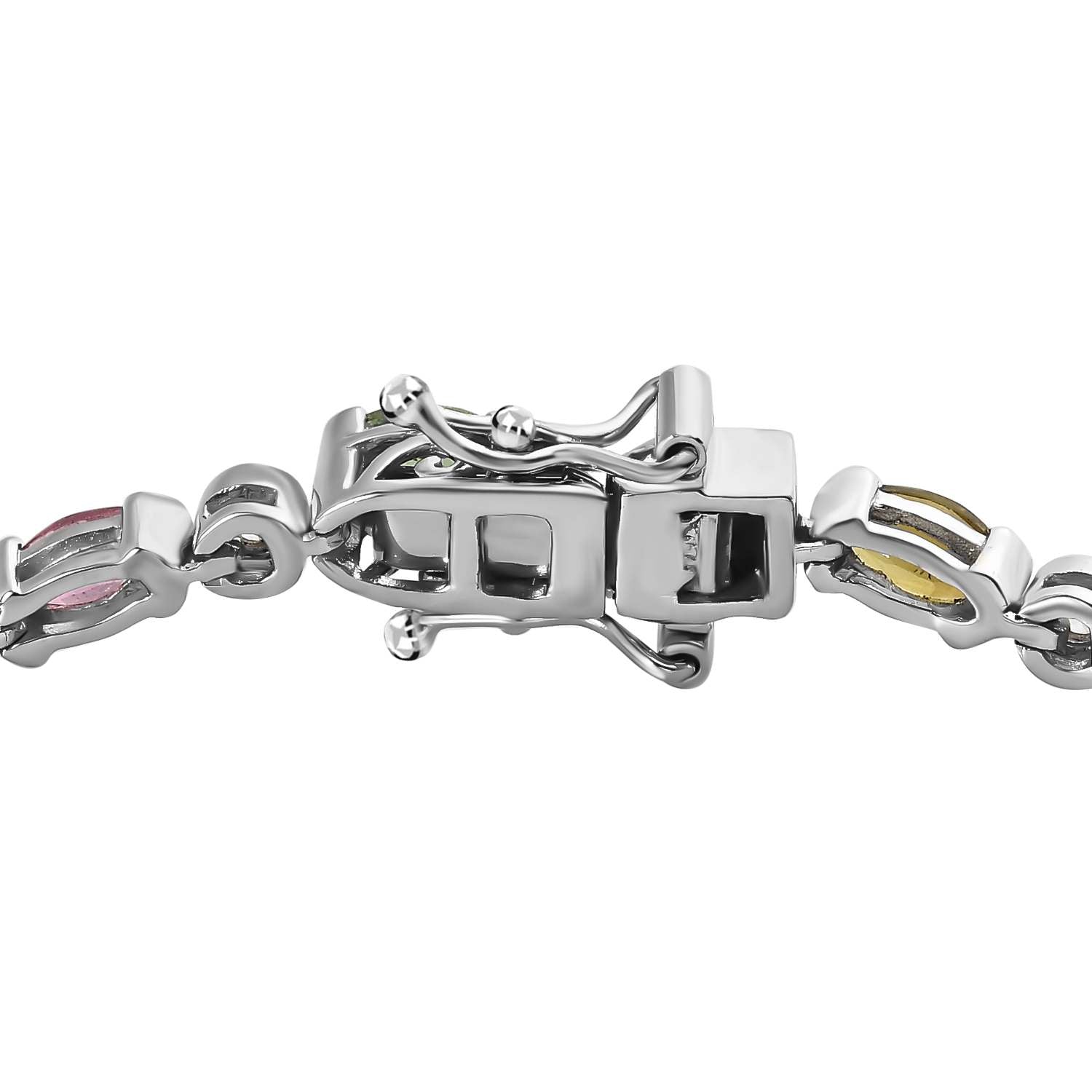 AA Mehrfach-Turmalin, Weißer Zirkon Armband ca. 20 cm 925 Silber platiniert ca. 5.59 ct