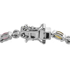 AA Mehrfach-Turmalin, Weißer Zirkon Armband ca. 20 cm 925 Silber platiniert ca. 5.59 ct