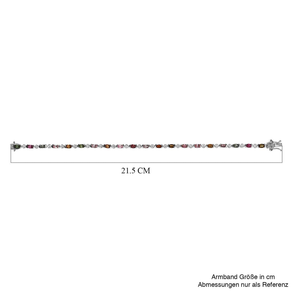 AA Mehrfach-Turmalin, Weißer Zirkon Armband ca. 20 cm 925 Silber platiniert ca. 5.59 ct