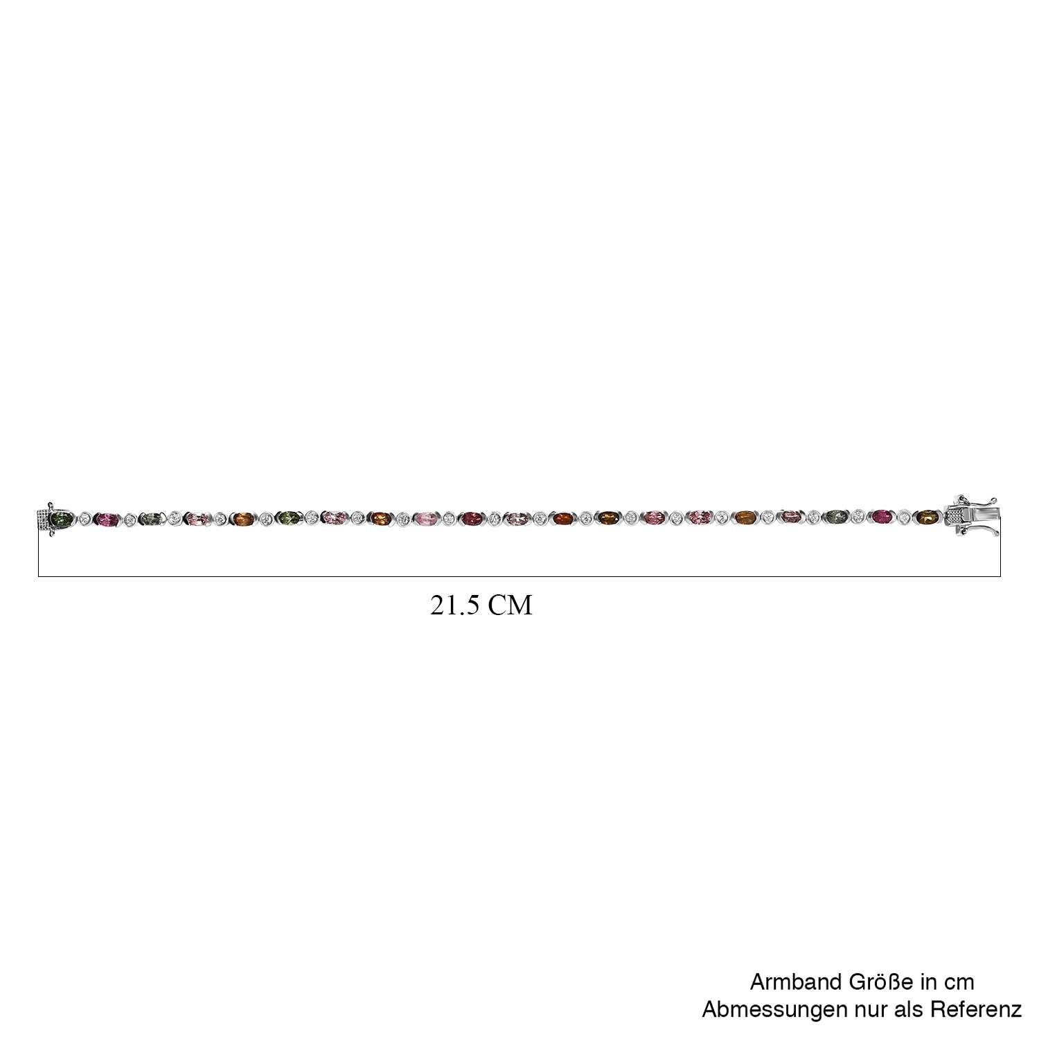 AA Mehrfach-Turmalin, Weißer Zirkon Armband ca. 20 cm 925 Silber platiniert ca. 5.59 ct