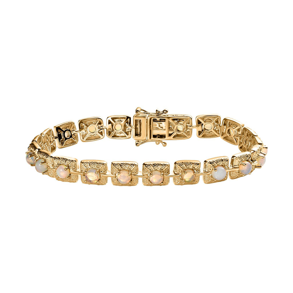 Natürlicher, äthiopischer Welo Opal Armband, ca. 19 cm 925 Silber Gelbgold Vermeil ca. 3.90 ct