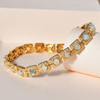 Natürlicher, äthiopischer Welo Opal Armband, ca. 19 cm 925 Silber Gelbgold Vermeil ca. 3.90 ct