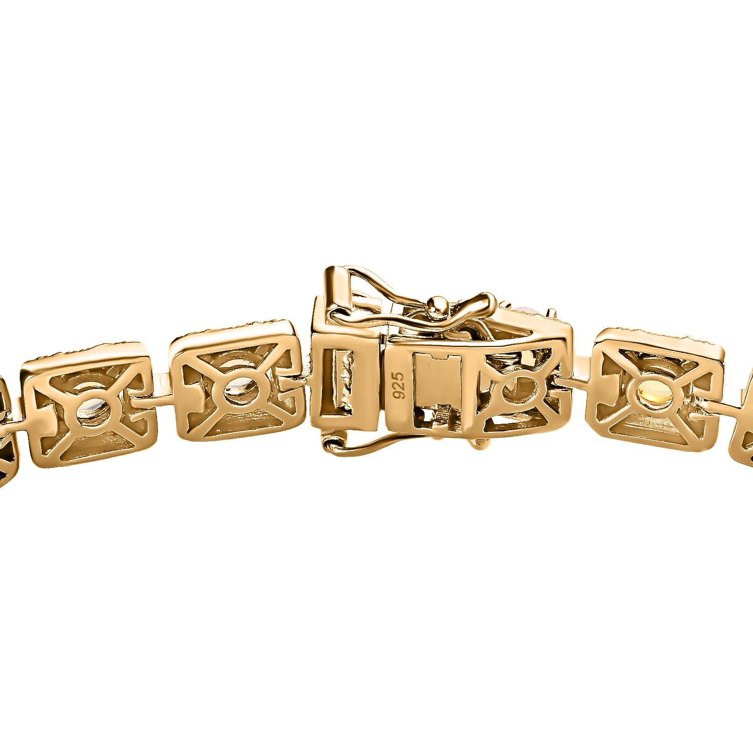 Natürlicher, äthiopischer Welo Opal Armband ca. 20 cm 925 Silber Gelbgold Vermeil ca. 4.29 ct