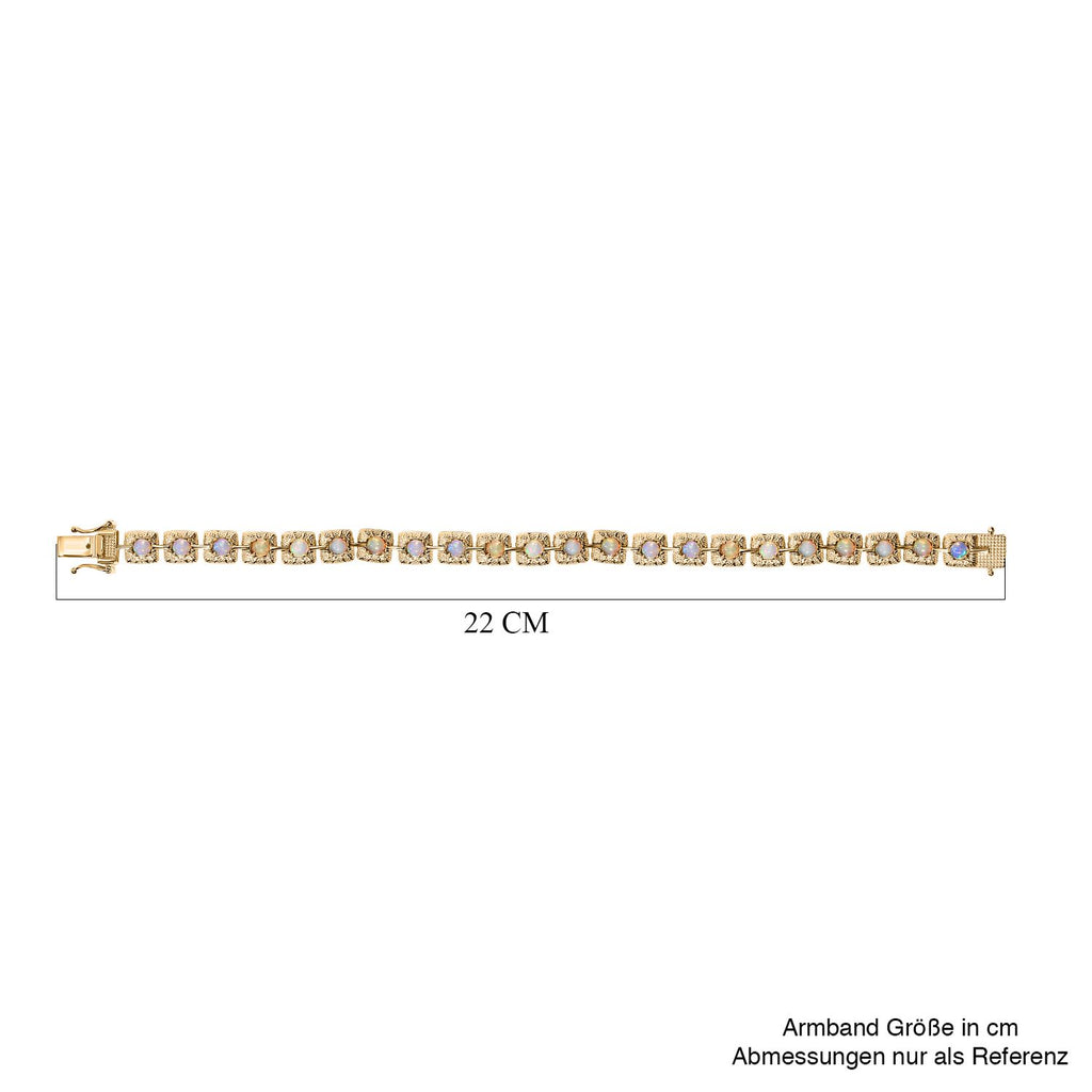 Natürlicher, äthiopischer Welo Opal Armband ca. 20 cm 925 Silber Gelbgold Vermeil ca. 4.29 ct