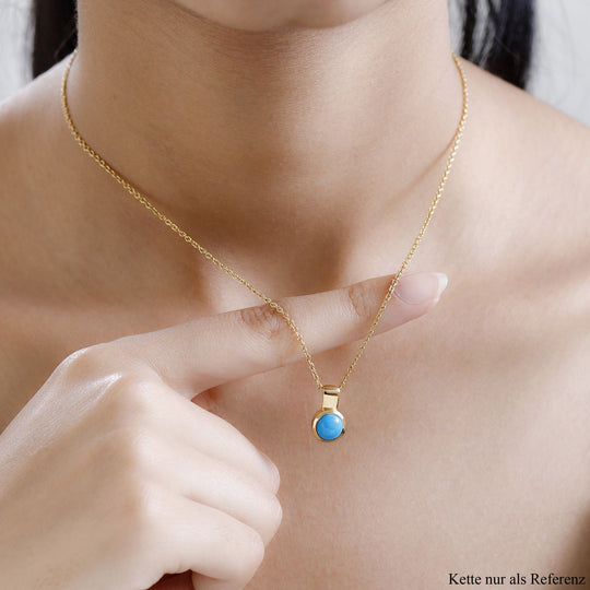 Amerikanischer, natürlicher Sleeping Beauty Türkis Anhänger, 925 Silber Gelbgold Vermeil ca. 1.17 ct