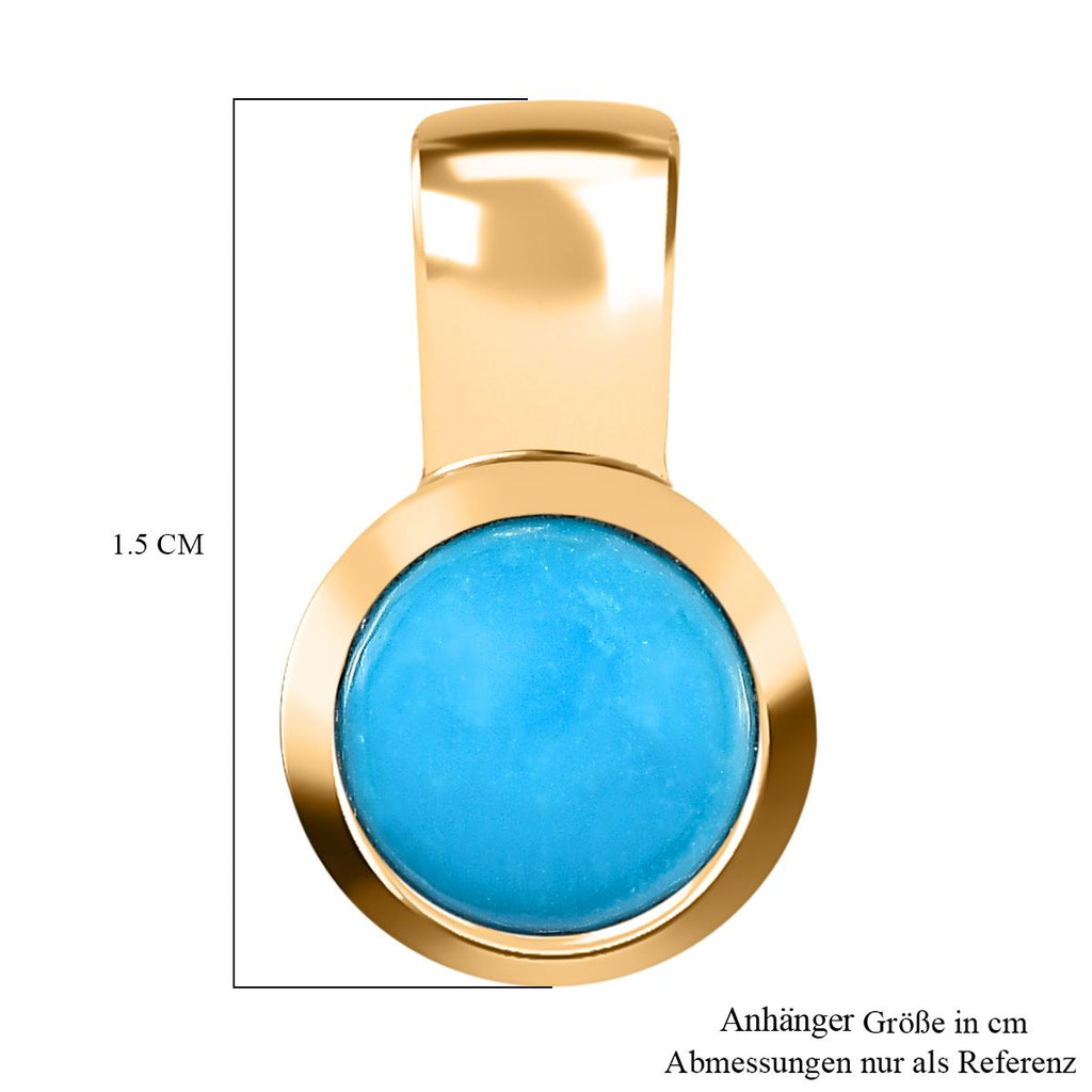Amerikanischer, natürlicher Sleeping Beauty Türkis Anhänger, 925 Silber Gelbgold Vermeil ca. 1.17 ct