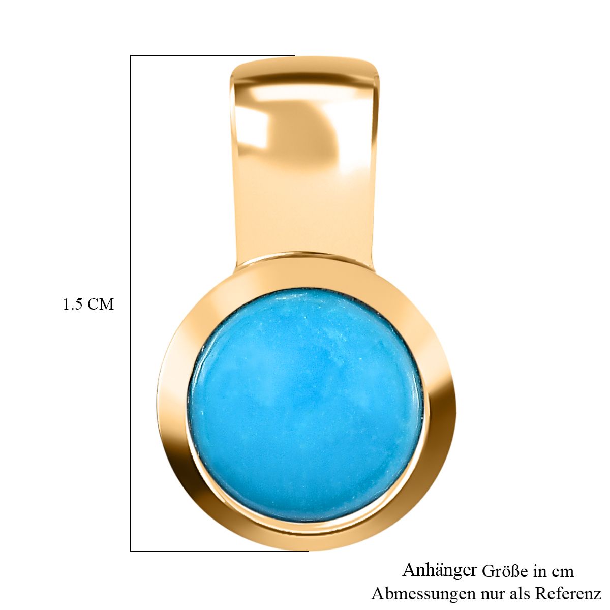 Amerikanischer, natürlicher Sleeping Beauty Türkis Anhänger, 925 Silber Gelbgold Vermeil ca. 1.17 ct