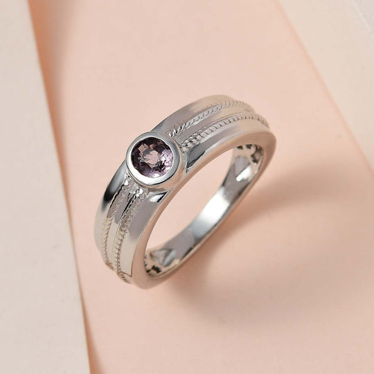 AA Natürlicher Tansanischer Lavendel-Spinell Ringe 925 Silber platiniert (Größe 20.00) ca. 0.43 ct