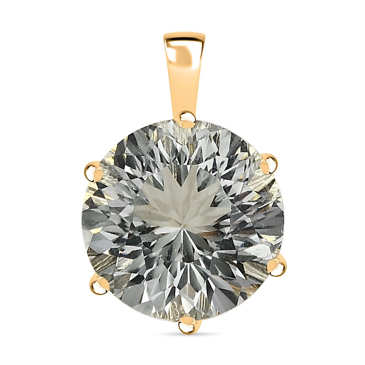 120 Facetten Prasiolith Anhänger, 925 Silber Gelbgold Vermeil, ca. 6.42 ct