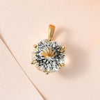 120 Facetten Prasiolith Anhänger, 925 Silber Gelbgold Vermeil, ca. 6.42 ct
