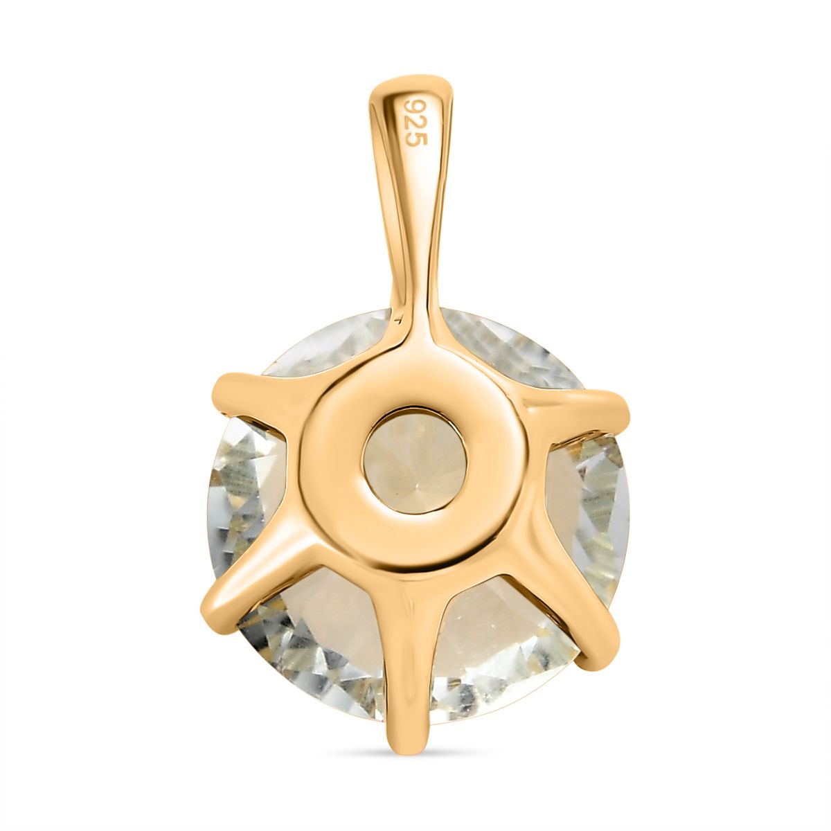 120 Facetten Prasiolith Anhänger, 925 Silber Gelbgold Vermeil, ca. 6.42 ct