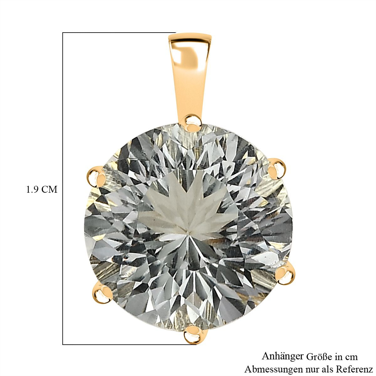 120 Facetten Prasiolith Anhänger, 925 Silber Gelbgold Vermeil, ca. 6.42 ct