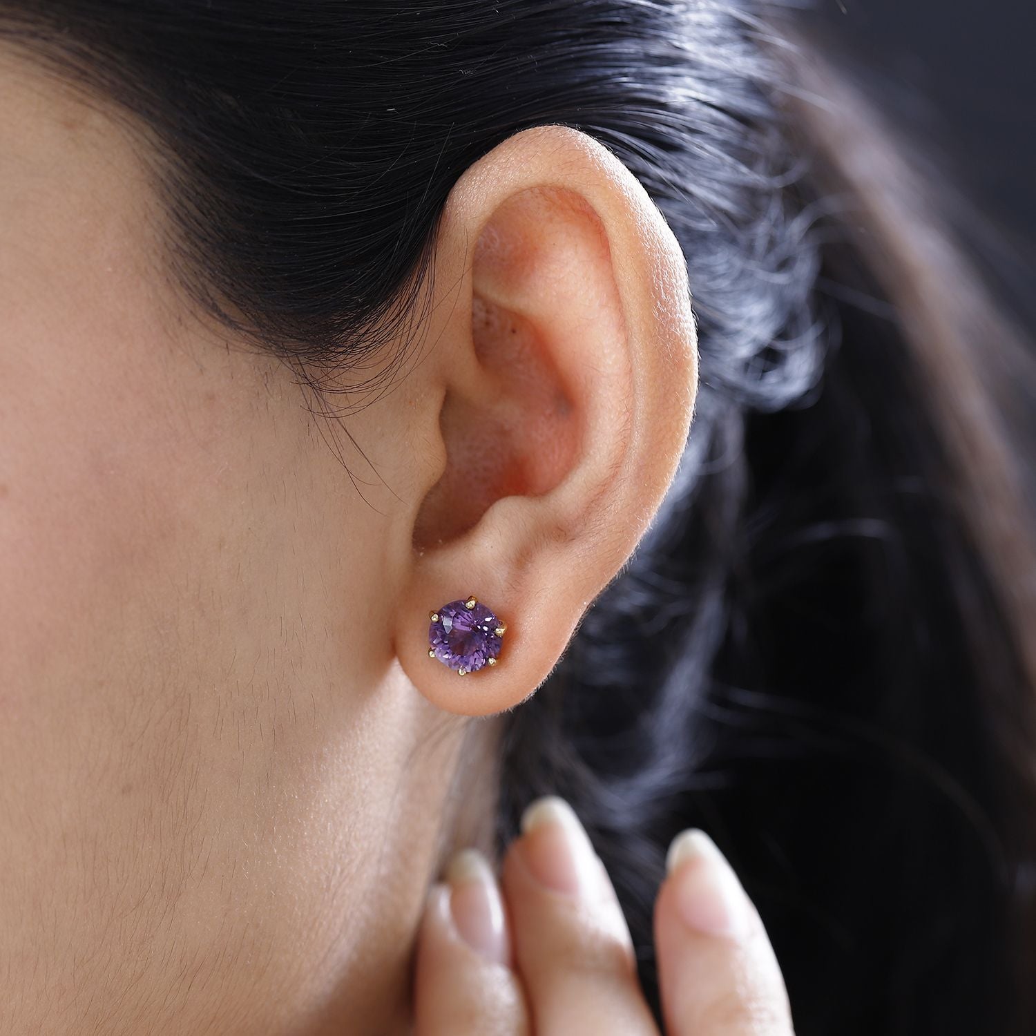 120 Facetten Lusaka Amethyst Ohrringe, 925 Silber Gelbgold Vermeil ca. 4.15 ct