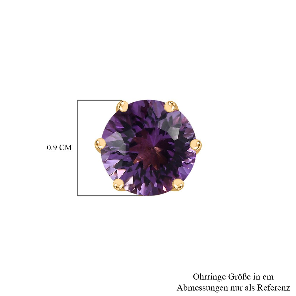 120 Facetten Lusaka Amethyst Ohrringe, 925 Silber Gelbgold Vermeil ca. 4.15 ct