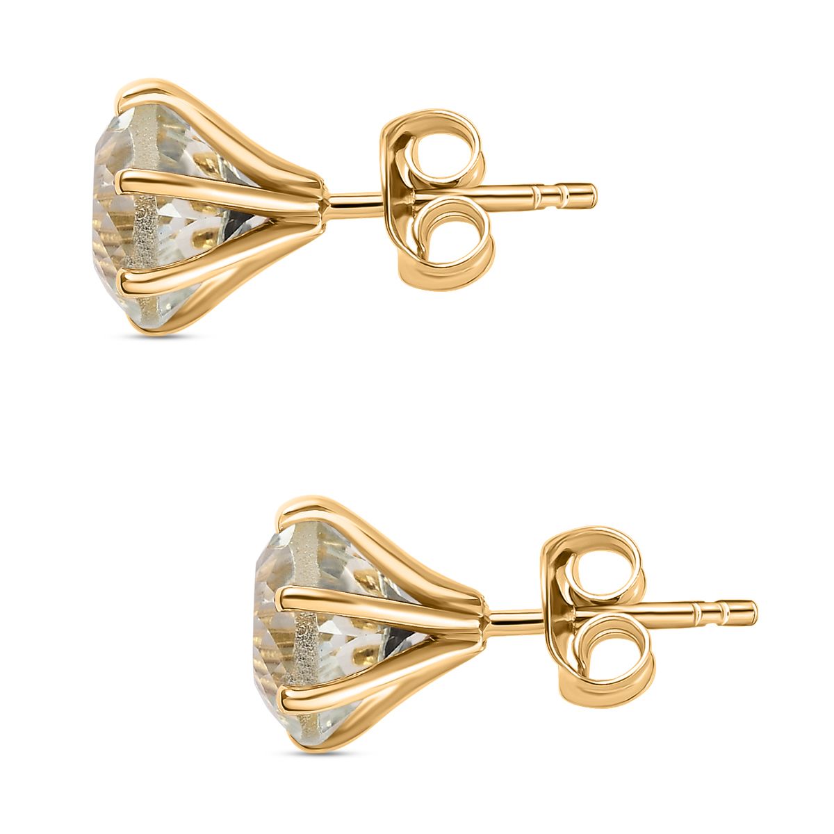 120 Facetten Prasiolith Ohrringe, 925 Silber Gelbgold Vermeil, ca. 4.12 ct