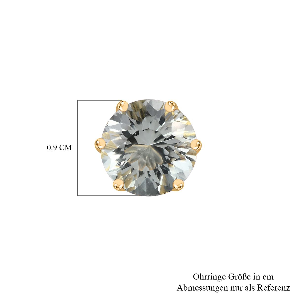 120 Facetten Prasiolith Ohrringe, 925 Silber Gelbgold Vermeil, ca. 4.12 ct