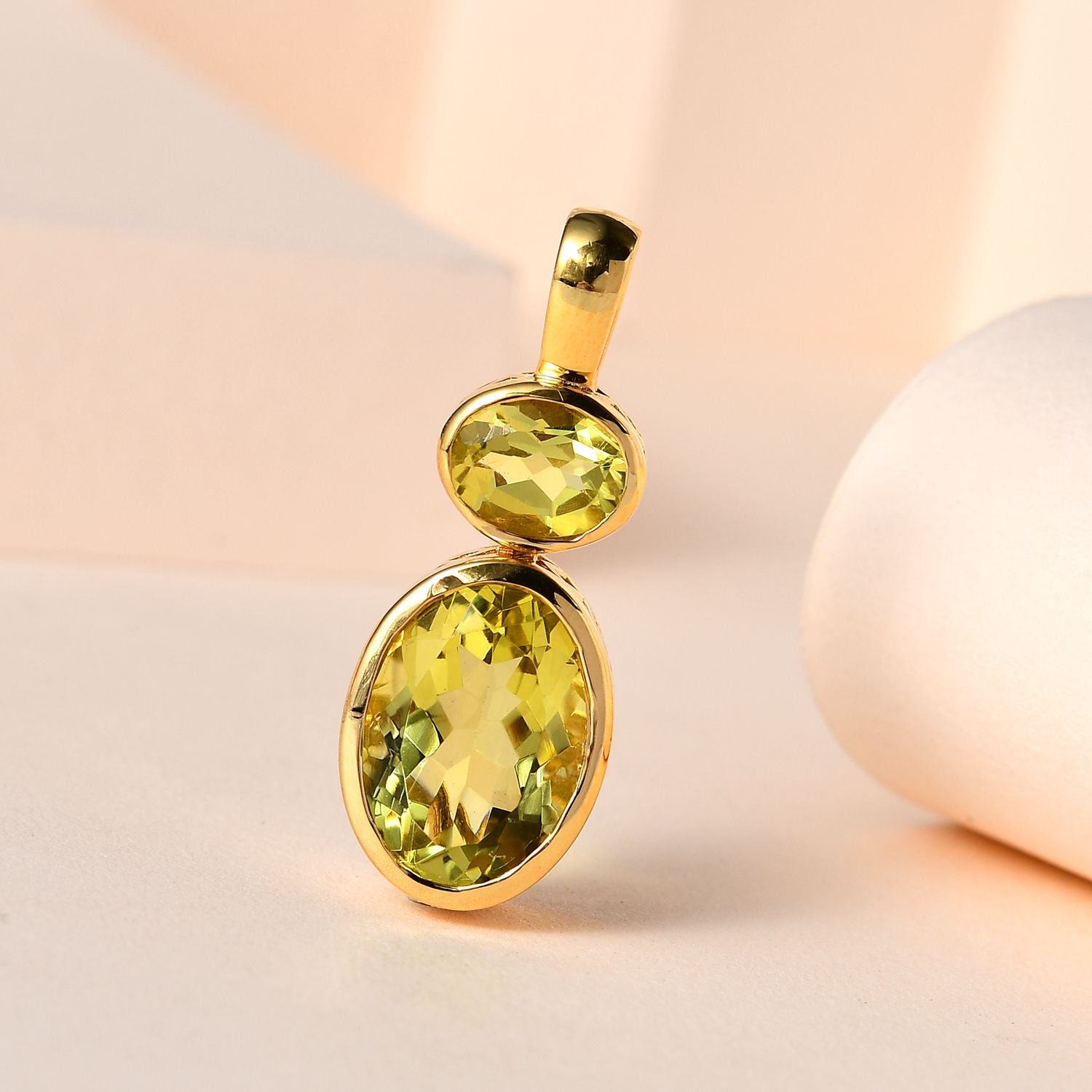 Ouro Verde-Quarz Anhänger, 925 Silber vergoldet ca. 6.62 ct