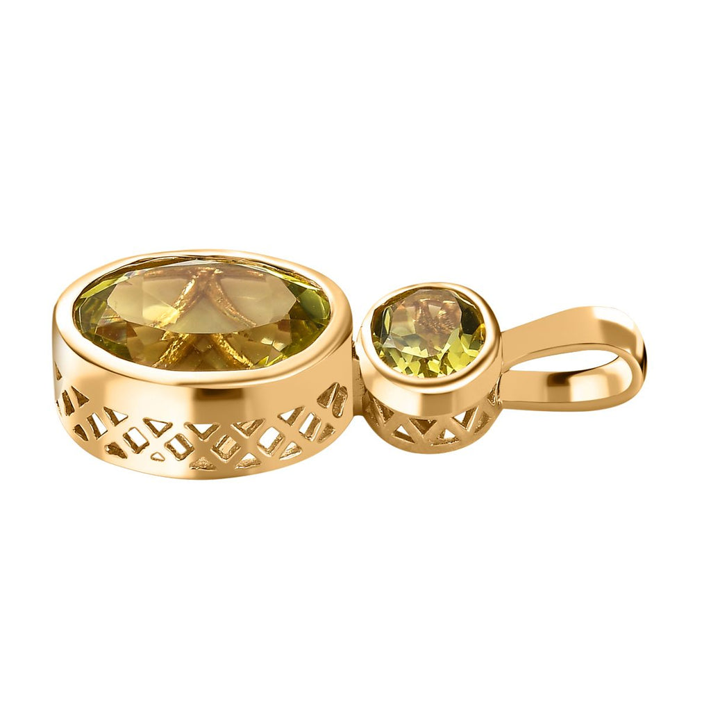Ouro Verde-Quarz Anhänger, 925 Silber vergoldet ca. 6.62 ct
