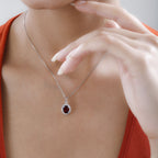 Natürlicher Mosambik Granat, weißer Zirkon Anhänger, 925 Silber rhodiniert ca. 2.30 ct