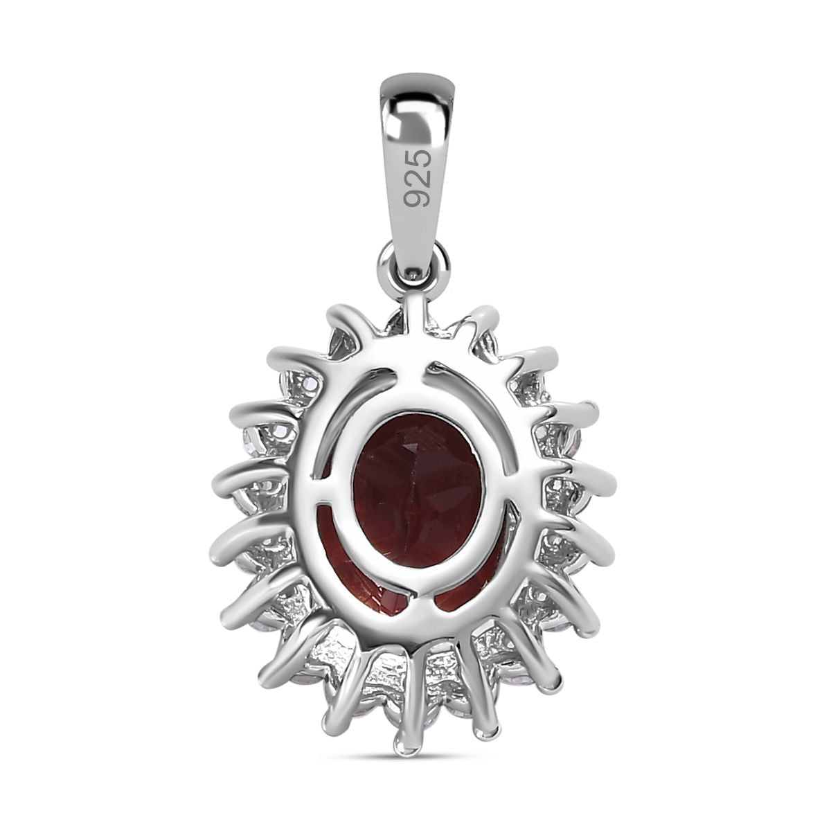 Natürlicher Mosambik Granat, weißer Zirkon Anhänger, 925 Silber rhodiniert ca. 2.30 ct