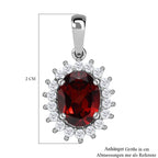 Natürlicher Mosambik Granat, weißer Zirkon Anhänger, 925 Silber rhodiniert ca. 2.30 ct