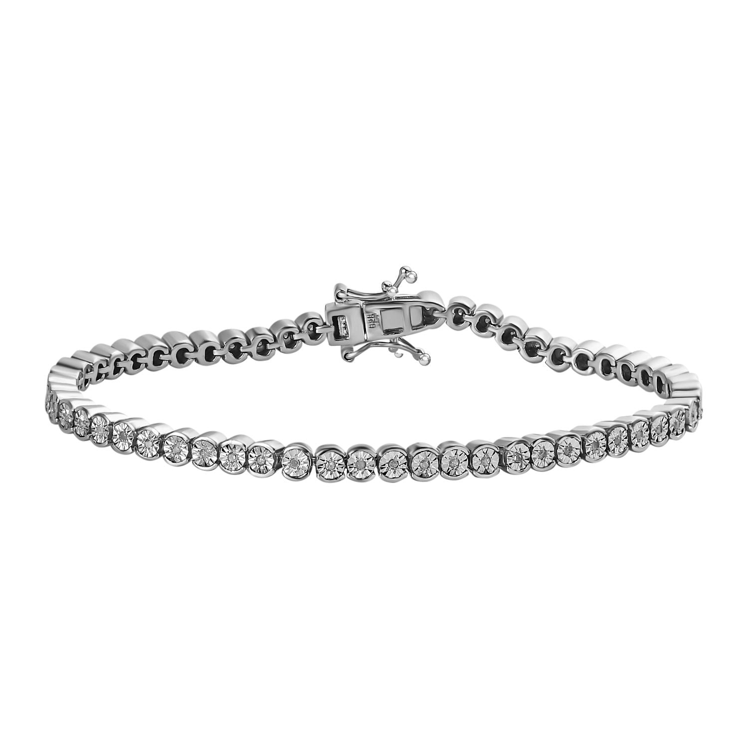 Weißes Diamant Armband, ca. 18 cm, 925 Silber platiniert, ca. 0.25 ct