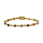 Mehrfarbiges-Turmalin, Weißer Zirkon Armband, ca. 19 cm 925 Silber vergoldet ca. 5.70 ct