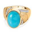 Amerikanischer Sleeping Beauty Türkis, weißer Zirkon Ring, 925 Silber Gelbgold Vermeil (Größe 17.00) ca. 5.16 ct