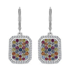 AA Mehrfarbige Saphir Ohrringe, 925 Silber platiniert ca. 3.14 ct