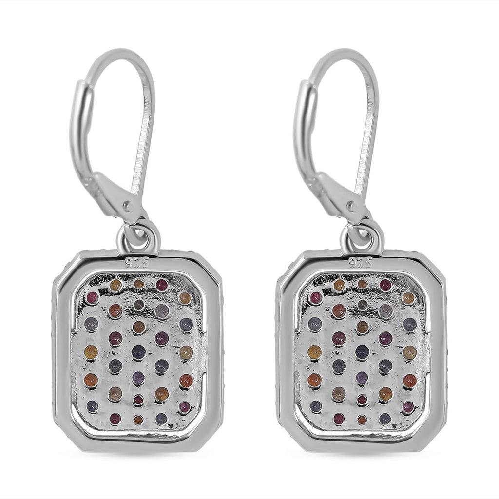 AA Mehrfarbige Saphir Ohrringe, 925 Silber platiniert ca. 3.14 ct