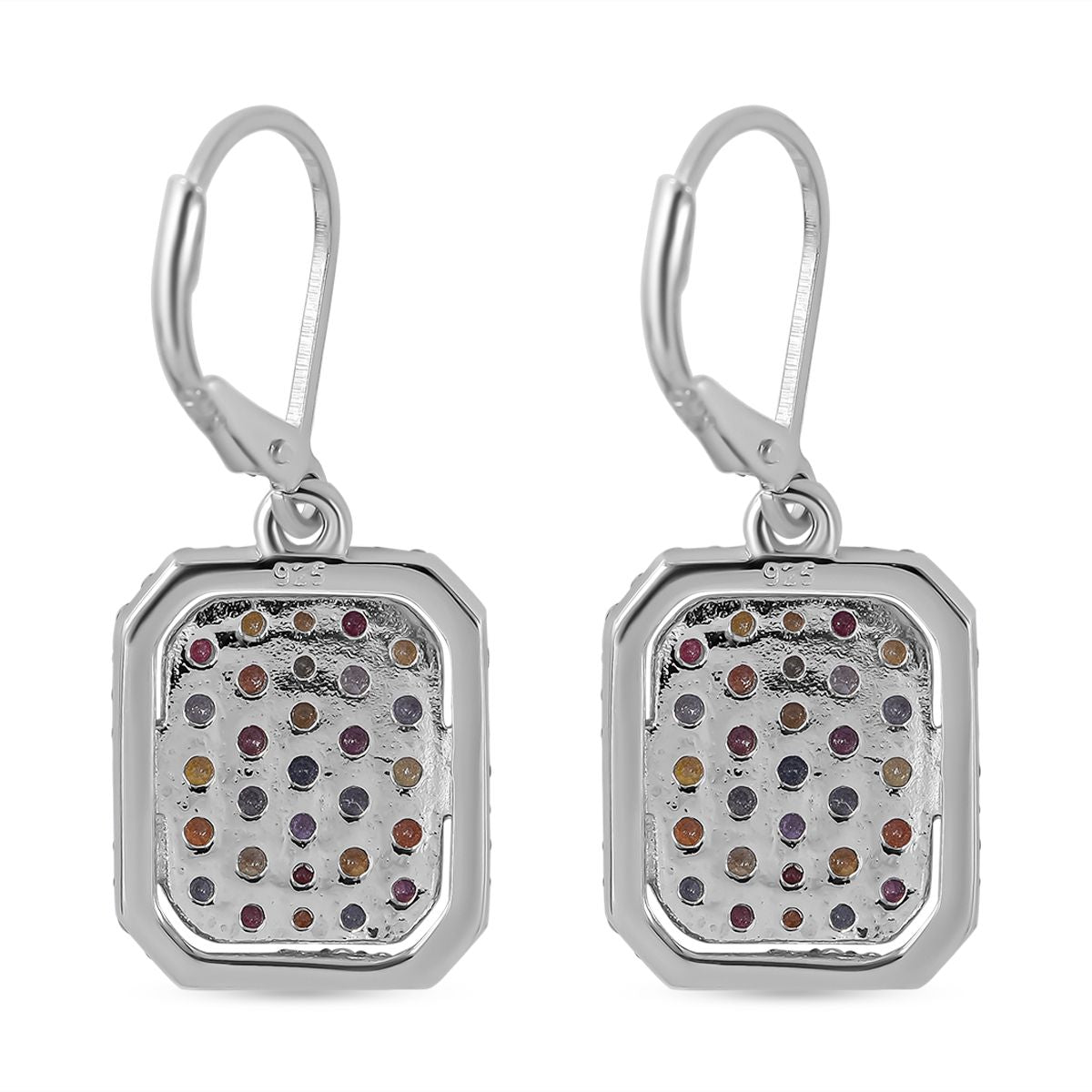 AA Mehrfarbige Saphir Ohrringe, 925 Silber platiniert ca. 3.14 ct