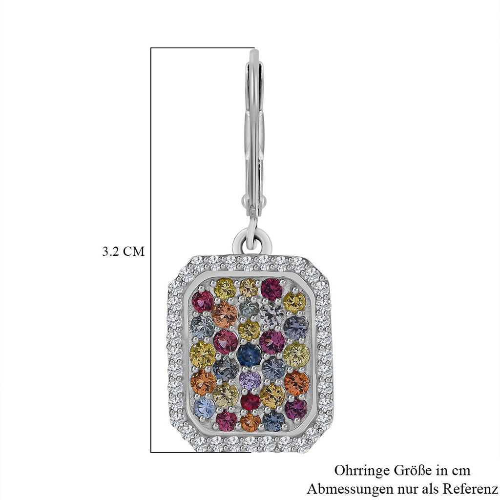 AA Mehrfarbige Saphir Ohrringe, 925 Silber platiniert ca. 3.14 ct