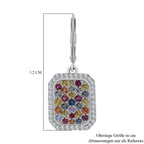 AA Mehrfarbige Saphir Ohrringe, 925 Silber platiniert ca. 3.14 ct