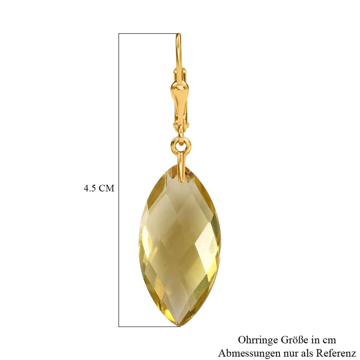 Ouro Verde-Quarz Ohrringe, 925 Silber vergoldet, ca. 23.37 ct