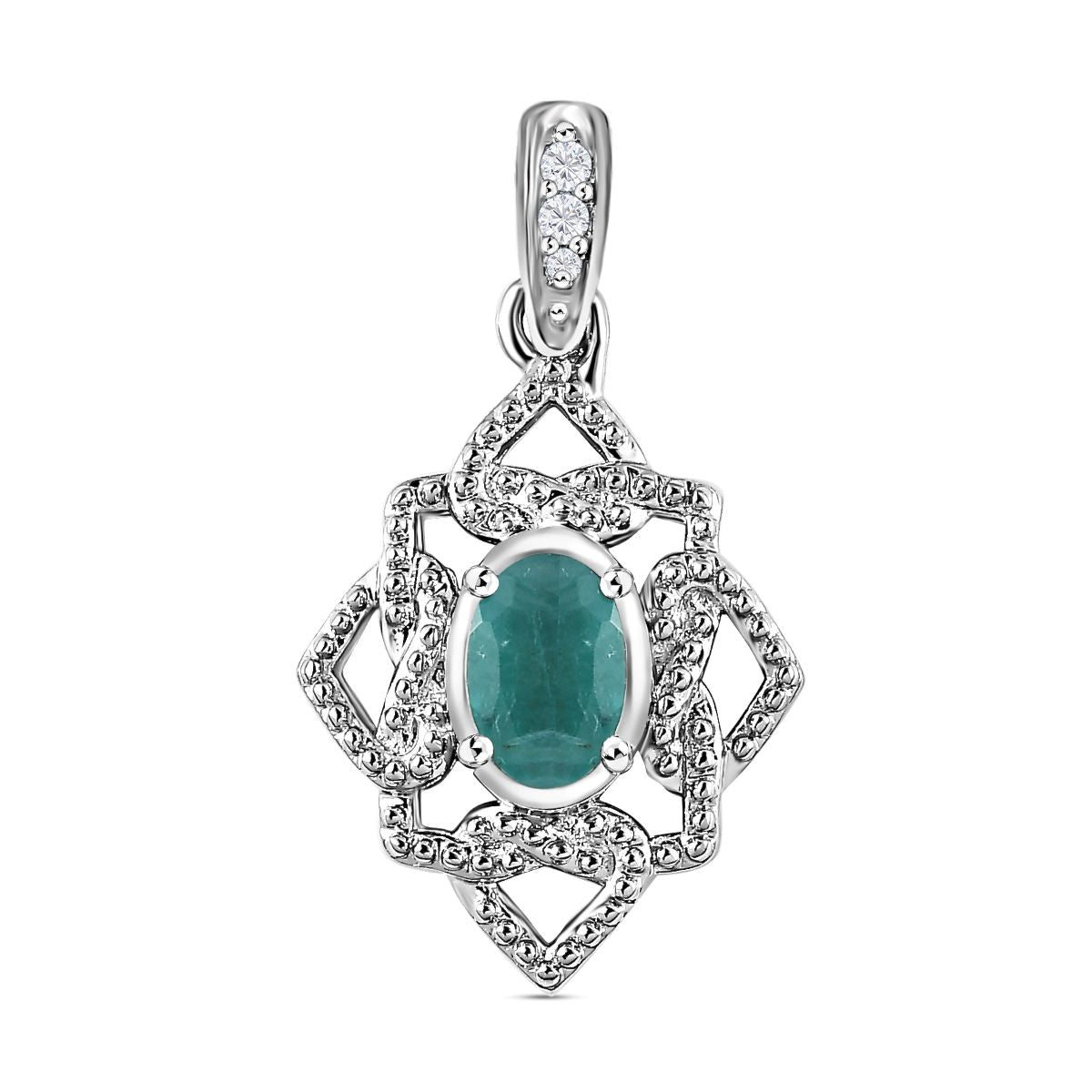 Grandidierit, Weißer Zirkon Anhänger 925 Silber platiniert ca. 0.47 ct