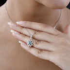 Grandidierit, Weißer Zirkon Anhänger 925 Silber platiniert ca. 0.47 ct