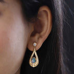 Natürlicher, äthiopischer Welo Opal Ohrringe 925 Silber vergoldet ca. 1.78 ct
