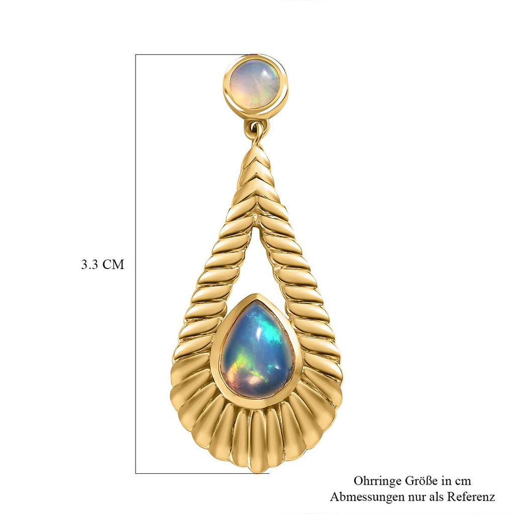 Natürlicher, äthiopischer Welo Opal Ohrringe 925 Silber vergoldet ca. 1.78 ct